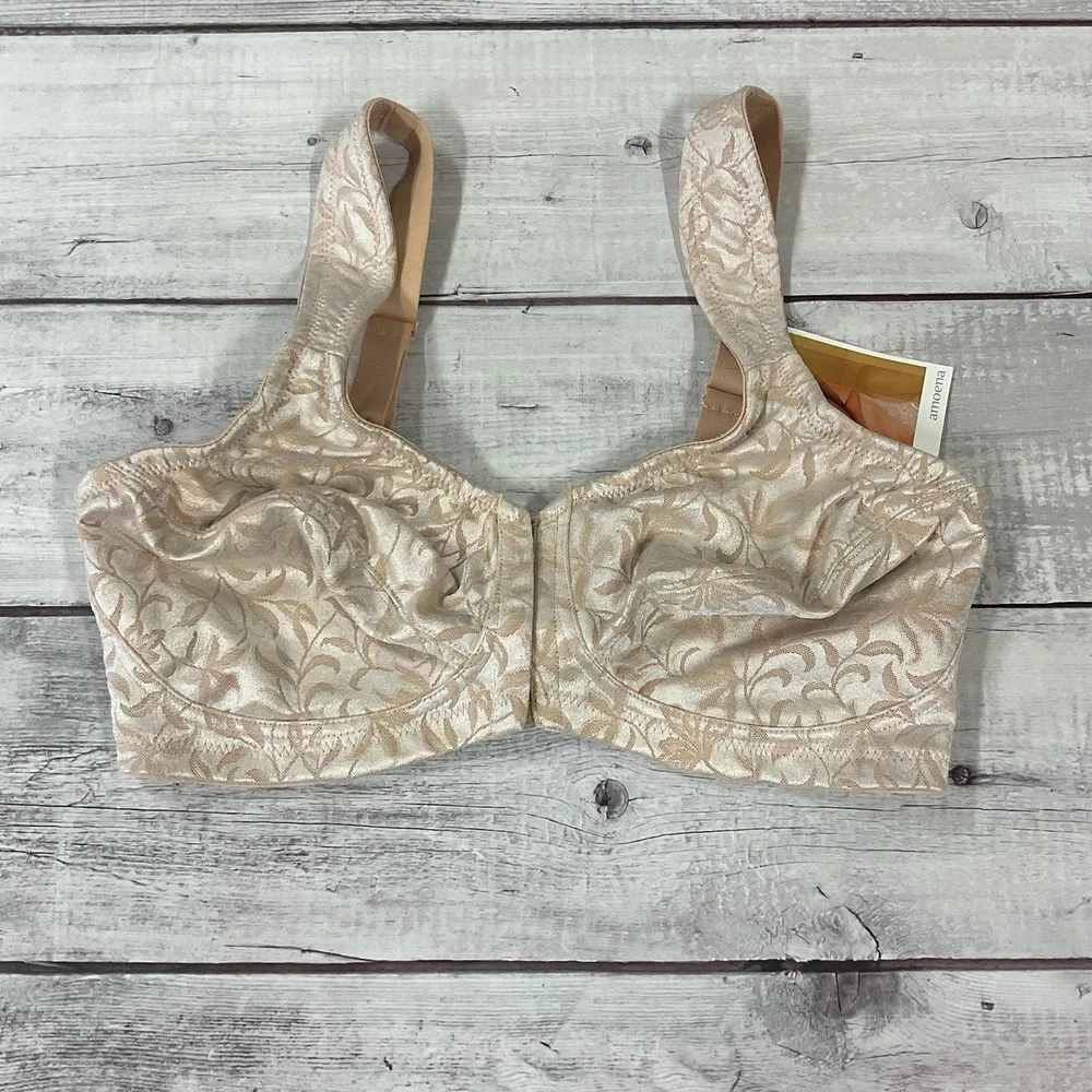 Amoena Mastectomy Bra Womens 34D Nude Front‎ Back Closure #2145 Wireless NEW